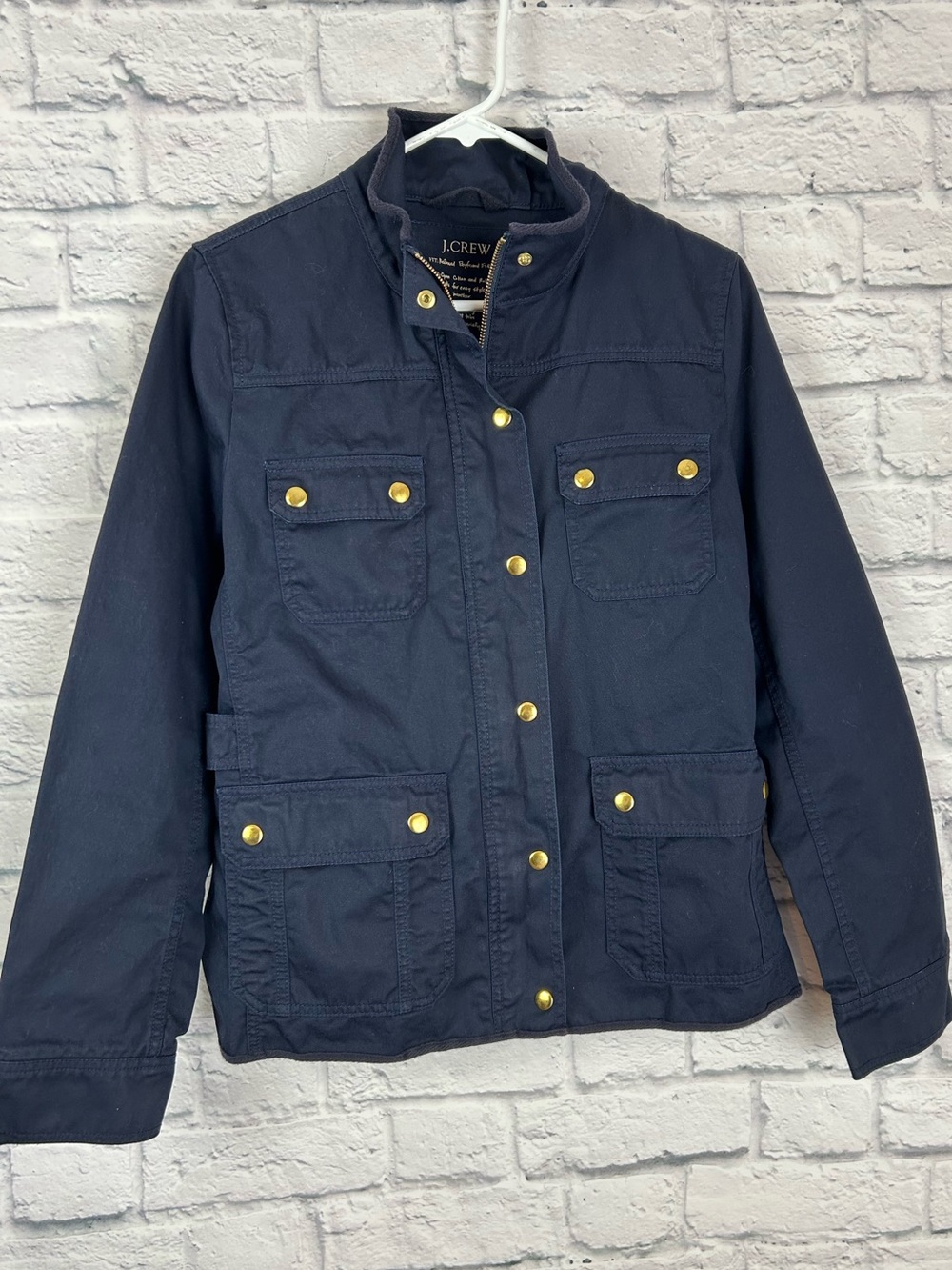 J.Crew Women’s M Navy Boyfriend Field Jacket Utility Military Gold Hardware